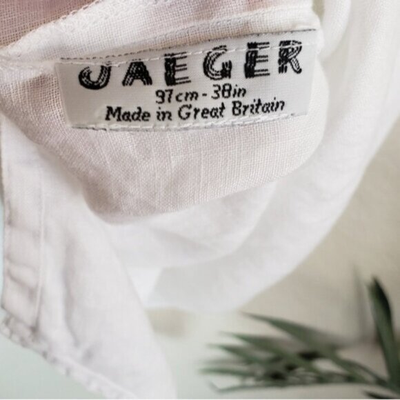JAEGER Linen Classic Shirt Button Up Blouse Short Sleeves size L Resort Basics - Picture 5 of 16